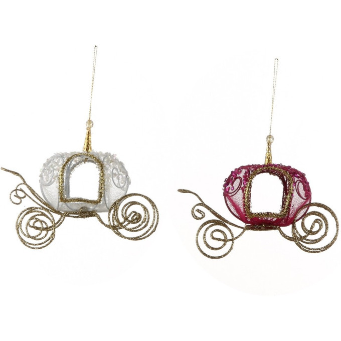Подвеска карета HOUSE OF SEASONS, 15*8*12 см, белая/пурпурная 83589